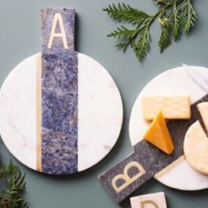 Anthropologie “M” Monogram Marble Cheeseboard